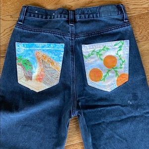 Hand painted mom jeans
